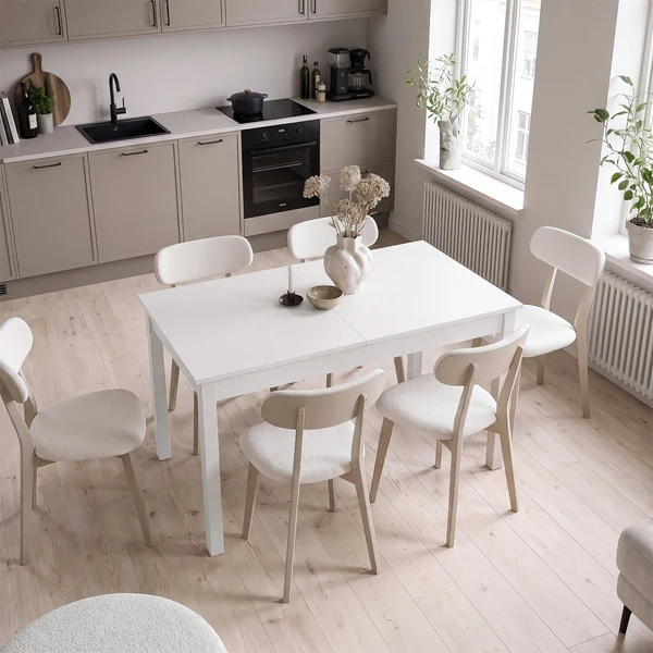Išskleidžiamas valgomojo stalas Slim 103, Balta